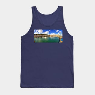 Mousehole Harbor Boats Panorama Tank Top